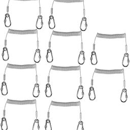 UJEAVETTE 10x 1.6M Retractable Steel Wire Coiled Lanyard Safety Rope & Lock Carabiner-Sporting Goods- Fishing- Fishing Equipment- Fly Fishing Accessories-image-78