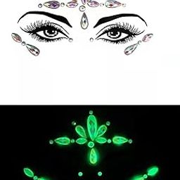 S.A.V.I 3D Luminous, Glow in dark Crystal Diamond 3D Rhinestone Faces Jewels Face Stickers for Party Disco Club Bar-5