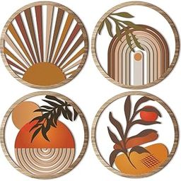 HASTHIP® 4 Pieces Of Openwork Country Farmhouse Wall Art Decoration, Bohemian Wall Hanging Sculptures, Living Room, Bedroom, Country Courtyard, Housewarming Gifts-image-46