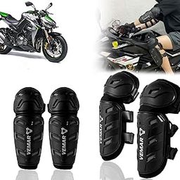 Auto Pearl Motorcycle Knee Shin Guards Elbow Pads, 4 in 1 Monstor Style Knee Shin Safe Protection Armor for Moto Cycling Racing compatible with Z1000 (Black, 4Pcs)-image-94