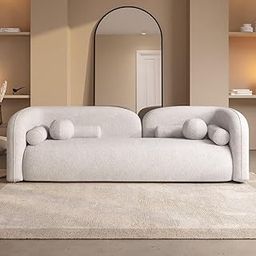 LEGACY OF COMFORT Elma Curved 3 Seater Cloud Sofa Upholstered 3 Seater Sofa Three Seater Sofa for Living Room Hotels & Offices (Cream)-image-67
