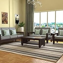 FURNESHO Solid Sheesham Wooden 6 Seater Sofa Set for Living Room, Office & Lounge, Home - 3+2+1 Sofa (Walnut)-image-97