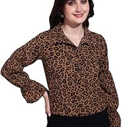 Women's Animal Printed Shirt with Full Puff Sleeve Detail-image-48