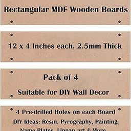 (Pack of 4) 12" x 4" Inch Rectangle MDF Board, 2.5mm Thick with 4 Holes - Ideal for Creating Wall Art, Plaques, Signs, Decoupage, Painting, Resin, Mandala and Lippan Art-11