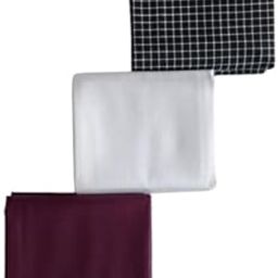Combo Pack of 3 Unstiched Multicolor Black checked,Solid White & Solid Purple Formal Shirt Fabric Dress Material for Men's/Boy's Fashion, Size - 2.25 Meter Each-image-70