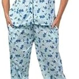 Cotton Nightsuit Set for Women, Short Sleeves, Floral, Pajama with 2 Pockets-image-67