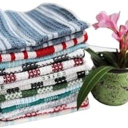 Kitchen Dish Cloths and Hand Towels Set, (55) Cotton, Multi-Colour Checkered Pattern, 10-Pack-59