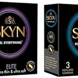 SKYN® Elite ultra thin and ultra soft premium condom 3p and SKYN® Extra Lube super soft premium male condom for superior comfort 3p (Pack of 6 non Latex condoms)-picture-1