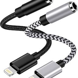 3.5mm to Lightning Adapter, Apple Dongle Jack Converter for Aux Cable Wire [Mfi Certified]2pack Male to Female Headphones/Earbuds Ox Connector for iPhone 14 Pro Max 13 12 11 XR XS SE 8 Plus iPad iPod-24
