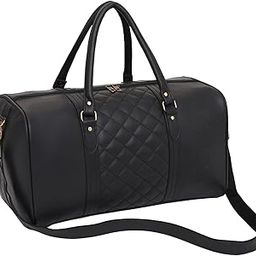 Vegan Leather Sustainable & Durable Holiday Travel Duffle Bag 30L Storage Weekender Cabin Bag Gym Bag for Men and Women (Black)-picture-29