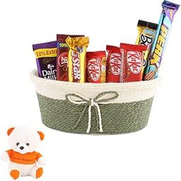 SFU E Com Beautiful Festival Chocolate Gift Hamper | Valentine Love Teddy Bear With Chocolate Combo | Valentine Chocolate Hamper | 328-84