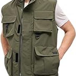 Men's Solid Sleeveless Utility Jacket_Olive-picture-6