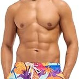 Men's Printed Swim Shorts with Drawstring Closure-image-58