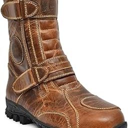 Biker Boots/Motorcycle Riding Boots with Steel Toe, Brass Chain Ankle Protector, Gear Patch Memory foam Footpad & Rubber Sole.-image-92