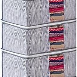 MERAO Non-Woven Saree Covers with Zipper and Transparent Window – Clothes Storage Bag for Wardrobe Organization (Grey, PACK OF 5)-image-21