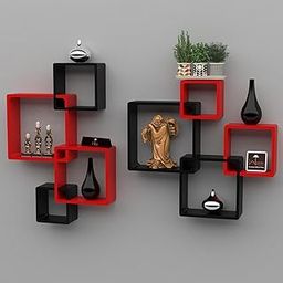Amazon Brand - Umi Rafuf Wooden Intersecting Wall Shelves (Set Of 8) (Standard, Red & Black)-picture-16