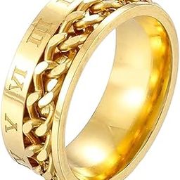 Mens US9 Golden Roman Numerals Chain Ring: (SR/FAJEWLK21-GRCR)-image-20