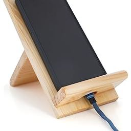 Wooden Mobile Stand – Wooden Portable Mobile Stand for Table – Cell Phone Stand for All Smart Phones and iPhone - Mobile Holder with Plug Socket (Standard)-16