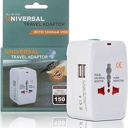 ROKTRY Universal Travel Adapter Worldwide, Travel Plug Adapter Worldwide Universal Travel Adapter With 1AC Socket And Two USB Port, All In One International Travel Adapter Universal Adaptor-5