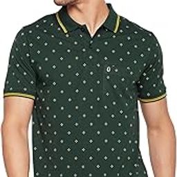 Men's Cotton Blend Half Sleeve Printed Polo Neck T-Shirt Has A Short Sleeve & Pocket On Chest-REMT6-OL_3XL Olive-image-84