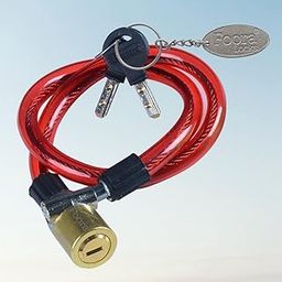 Foora Multipurpose Steel Cable Lock CL-02 Brass Coated | Cycle Bike Helmet Scooter Gate Security with 2 Ultra Brass Keys (22 inch) + Free Key Chain - Red-image-35
