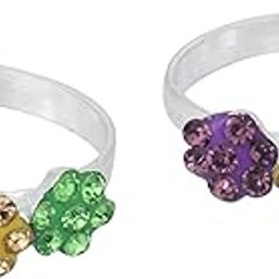 Missmister Silver plated Violet, Yellow, Green CZ studded, flower shaped adjsuatble size Bichiya, Toe ring Women Traditional (MM6260TRRM)-image-53