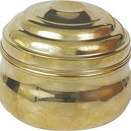 SpillboxBrass Box Pooja | Puja | Roli | Chawal | Chandan | Haldi | Kumkum Puja Box | Sindoor | Turmeric | Dabbi | Dibbi | Dhani | Dani Lid Holder - Bulged Brass Box-image-20
