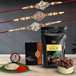 Oblivion (K3_427+428+429_SM) Multicolor Rakhi Combo & Choco Magic (Pouch)| Rakhi & Chocolate for brother | Fancy Rakhis for men stylish | rakhi with gift | Rakhi Combo | Set of 3 | Effete Chocolate-image-47