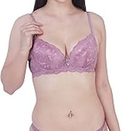 Women's Charming Groovy Look Double Heavily Padded Underwired Push up Bra Panty Bridal Set-image-37