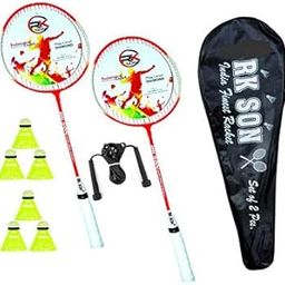 Badminton Rackets Set of 2 for Kids & Adults with 6 Piece Shuttles Steel Shaft Badminton Racquet Shuttlecock Combo Kit with Cover Bag & Skipping Rope-15