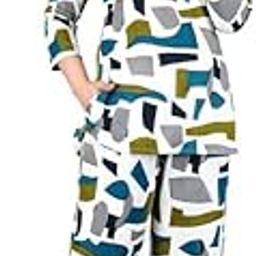 Women's Rayon Printed Night Suit Set - Top and Pajama Set, Printed Night Suit, Western Dress, Sleepwear with Relaxed Fit and Stylish Design-Full Sleeve Nightwear-picture-4