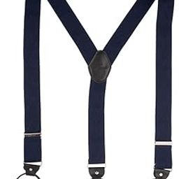 Diamond Tip Navy Blue With Black Y-Back Clip-On Suspender for Men-image-93