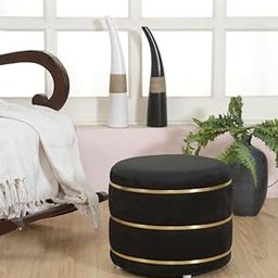 Smartkart Ottoman pouffe Stool for Living Room Small Kids Stool for Baby Study Table Stool for Child Kids Room Drum Children Wooden Stools 14x12 Inch, Black-image-88