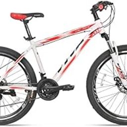Viva ALMA 27.5T Multispeed Alloy 21-Speed MTB Mountain Cycle for Adults with Shimano Gear & Dual Disc Brakes (White-Red)-picture-1