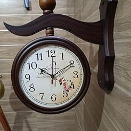 AHSKY Large Wooden Station Dubble Side Wall Clock, Home Decor, Office Decor Wall Clock Brown-picture-16