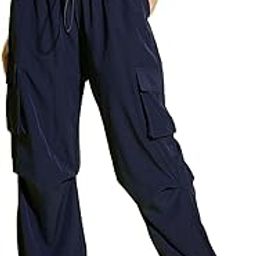 Women Loose Fit Parachute Trousers | High Waist Cargo Trouser Pant-image-42