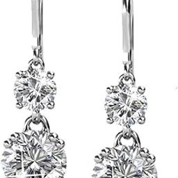 Earrings for Women and Girls A5 High Grade White Crystal Drop Hoop Earrings | Silver Toned Drop Earrings | Birthday Anniversary Gift for Wife Birthday Gift for Girls & Women-image-78