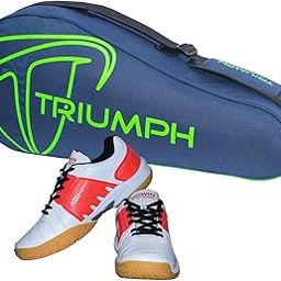 Gowin Badminton Shoe Power White/Red Size-5 with Triumph Badminton Bag 302 Navy/Lime-image-75