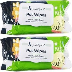 Smarty Pet Wet Pet Wipes for Dogs, Puppies & Cats with Fresh - Apple Scent 6"x 8" - Pack of 100 Wipes (Pack of 2)-12