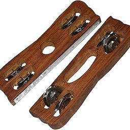 SAI MUSICAL Wooden Kartal Pair for Musical Instrument 100% Wood and Steel Ring Fibre Dafli/Tambourine-image-2