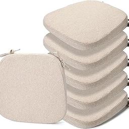 GIANTEX Chair Cushions Set of 6 for Dining Chairs Memory Foam Chair Pads with Ties for Kitchen Bedroom Living Room & Dining Chairs (17x16.5x2 Inches, Cream)-image-15