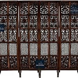 PINK CITY ARTS Wooden Partitions Made of Wood Room Divider for Living Room with Stands Hall Bedroom Wall Separator Panel 6 Feet (6 Panel with Stands)-image-86