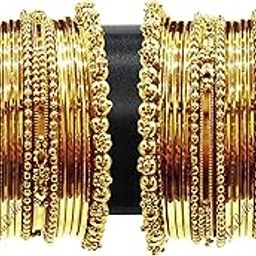 Jewellery Traditional Gold Plated Bracelet Bangles Set for Girls and Women-42