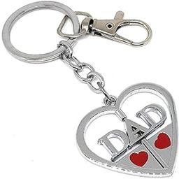 Revolving I Love Dad Papa Gift Keychain For Birth Fathers Day Bike Car House Home Office Keys Silver Metal Hook Keychain-image-55