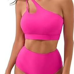 S2Z Fashion Bikini for Women High Waist Bikini Bottom Two Piece Bathing Suits One Shoulder Cut Out Bikini Top Swimsuits-picture-15