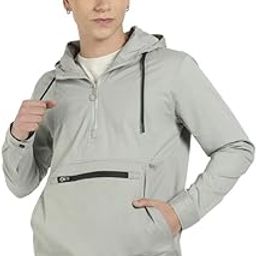 Men's Half-Zip Utility Jacket With Contrast Drawstring For Casual Wear | Hood Neck | Long Sleeve | Zipper Closure | Polyester Jacket Crafted With Comfort Fit For Everyday Wear-picture-17