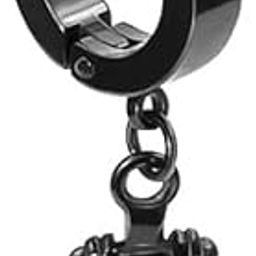 AQUALOCK ANCHOR BLACK - Pure Titanium Steel Ear Hoop Earrings for Men & Boys-image-73