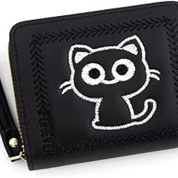 Beautiful Cat Design Bi-Fold/Zipper Wallets for Women & Girls | Stylish Women's Wallet with Embroidered/Printed Cat Design | RFID Protected, Black, Contemporary, Women's & Girls' Wallet-image-7