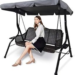 Swing Chair Canopy Replacement - 2 Seater Garden Swing Seat Cover, Waterproof Windproof Anti-UV Heavy Duty Rip Proof Hammock Top, Outdoor Furniture Covers (Grey, Small)-image-38