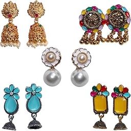 Traditional & Contemporary Designer Earrings, Multicolour Pearl Jhumka Collection, Aluminium Metal-image-6